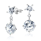 Round n Star CZ Earring Silver ECS-25